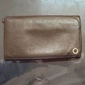 BVLGARI Authentic Leather long wallet dark brown